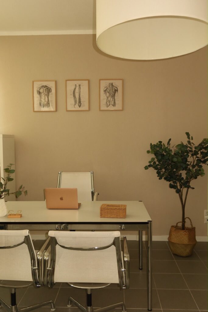 Startseite Naturheilpraxis Vlora Canolli - Behandlungszimmer mit Schreibtisch